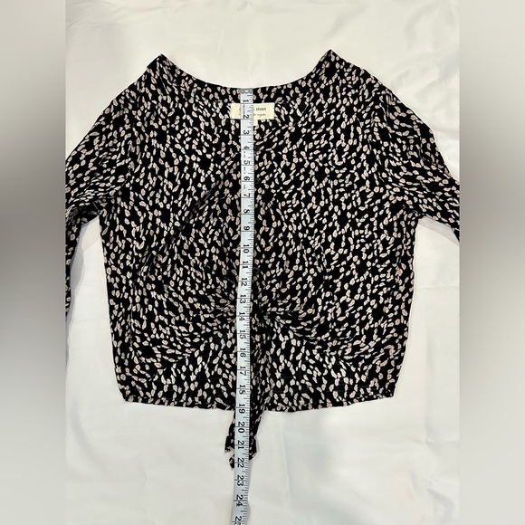 Cloth & Stone Womens Black and Tan Front Tie Flowy Top Blouse Size S EUC - Picture 10 of 12